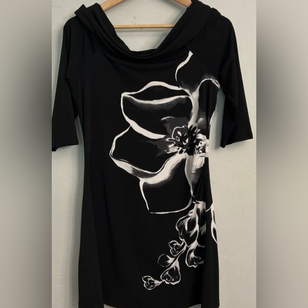 WHBM Off Shoulder Black Floral Dress